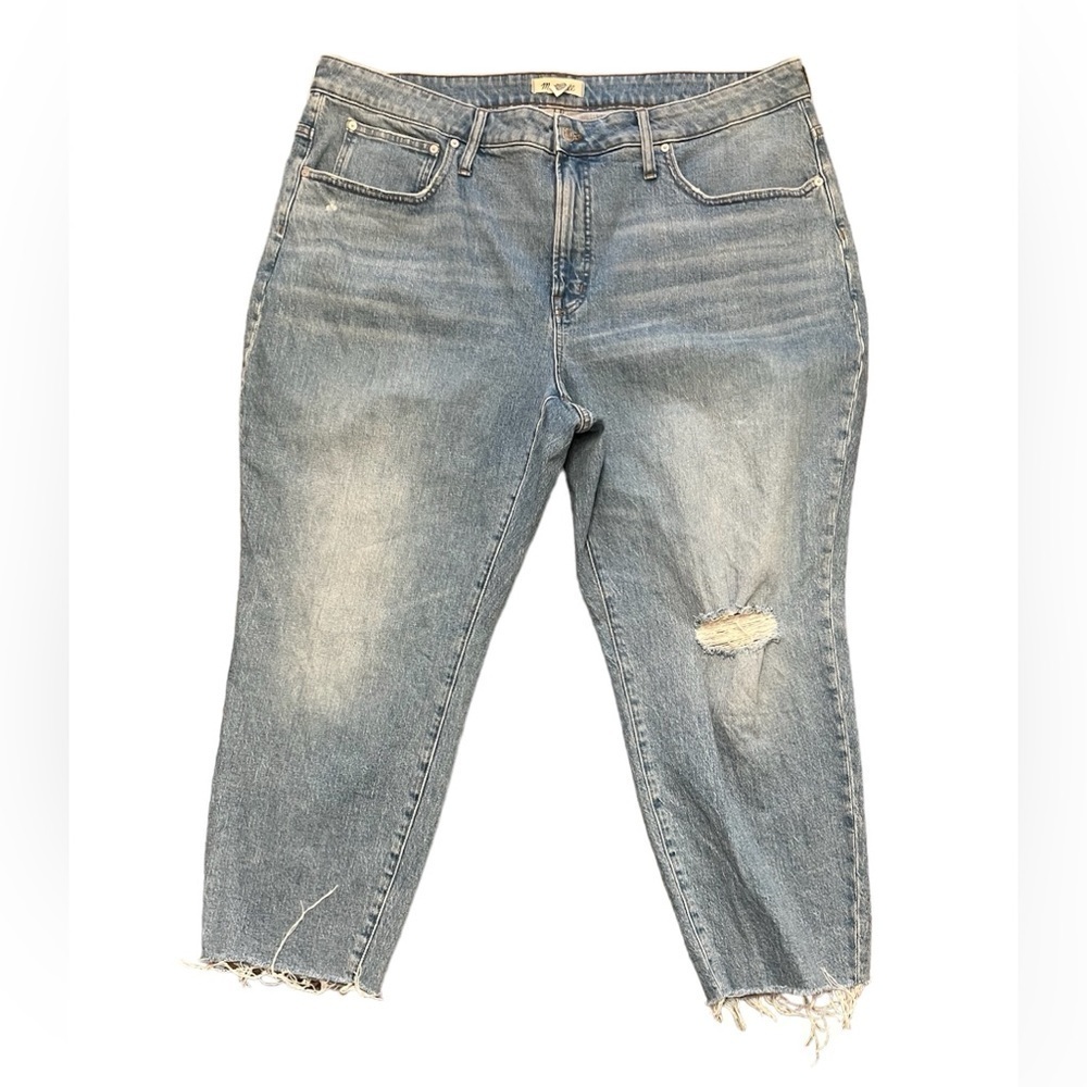 Madewell Light Blue High-Rise Distressed Cropped Jeans